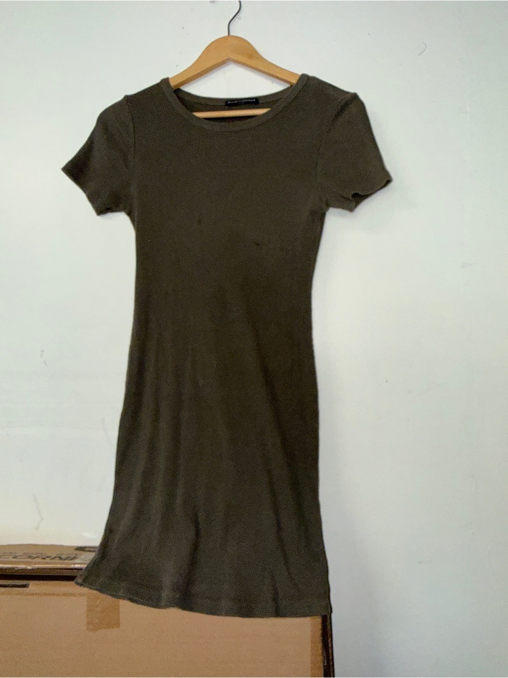 Brandy Melville Short Sleeve Knit Dress in Olive